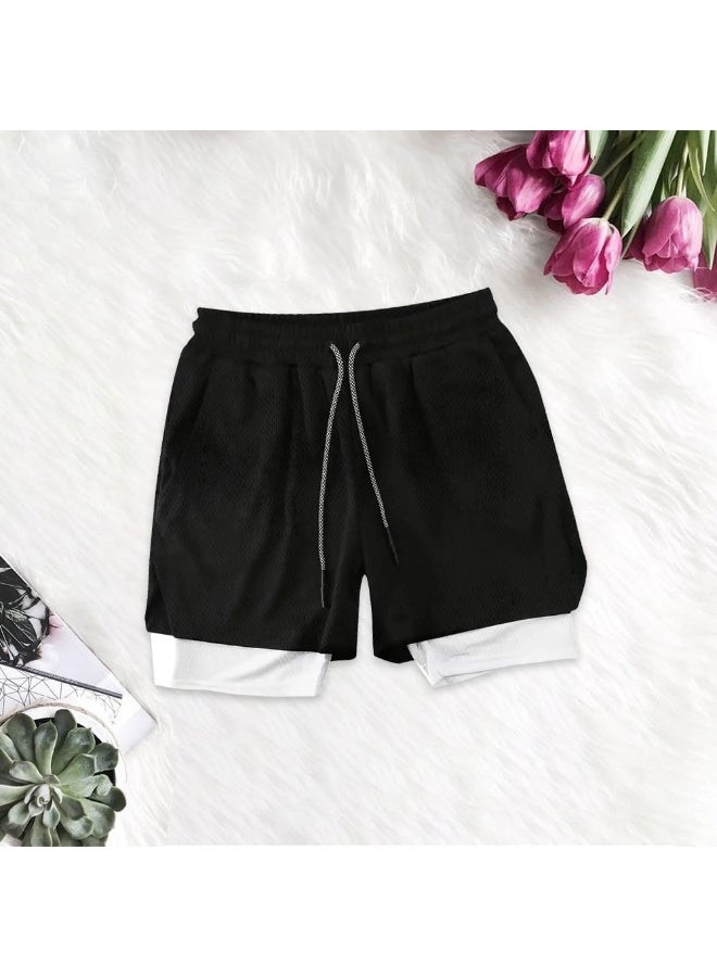 ناكسوس شورتات رياضية للرجال، شورتات رياضية للجري للرجال، شورتات رياضية برباط للرجال، شورتات رياضية فضفاضة بطبقتين وأربعة جيوب - Image 4